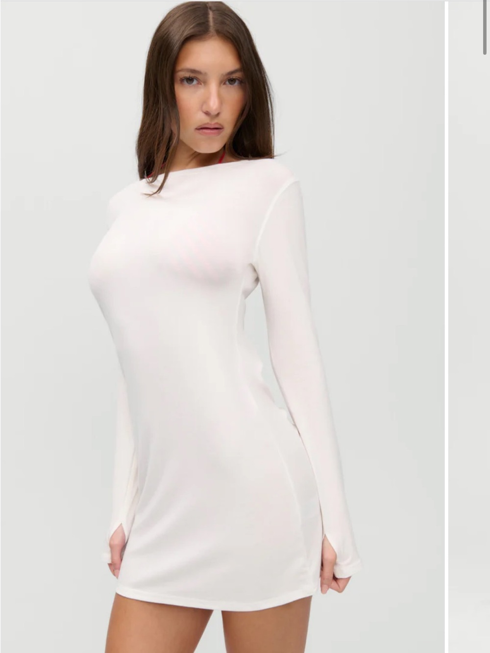 Jenni Long-Sleeve Mini Dress in White